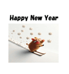 十二支全部 あけおめ 年賀状 スキー（個別スタンプ：40）