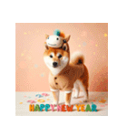 柴犬 2026年 あけおめ 馬 年賀状（個別スタンプ：1）