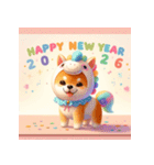 柴犬 2026年 あけおめ 馬 年賀状（個別スタンプ：4）