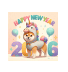 柴犬 2026年 あけおめ 馬 年賀状（個別スタンプ：5）