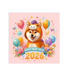 柴犬 2026年 あけおめ 馬 年賀状（個別スタンプ：9）