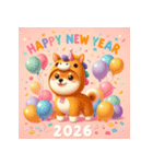 柴犬 2026年 あけおめ 馬 年賀状（個別スタンプ：10）