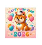 柴犬 2026年 あけおめ 馬 年賀状（個別スタンプ：16）