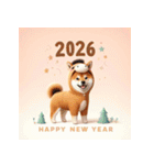 柴犬 2026年 あけおめ 馬 年賀状（個別スタンプ：18）