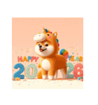 柴犬 2026年 あけおめ 馬 年賀状（個別スタンプ：22）