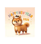 柴犬 2026年 あけおめ 馬 年賀状（個別スタンプ：24）