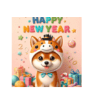 柴犬 2026年 あけおめ 馬 年賀状（個別スタンプ：28）