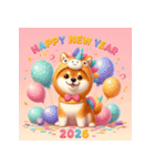 柴犬 2026年 あけおめ 馬 年賀状（個別スタンプ：30）