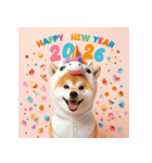柴犬 2026年 あけおめ 馬 年賀状（個別スタンプ：37）