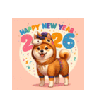 柴犬 2026年 あけおめ 馬 年賀状（個別スタンプ：40）