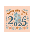 メルヘン 2026年 あけおめ 馬 年賀状（個別スタンプ：1）