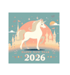 メルヘン 2026年 あけおめ 馬 年賀状（個別スタンプ：3）