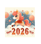 メルヘン 2026年 あけおめ 馬 年賀状（個別スタンプ：8）