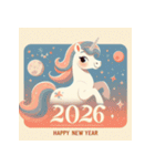 メルヘン 2026年 あけおめ 馬 年賀状（個別スタンプ：15）