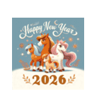 メルヘン 2026年 あけおめ 馬 年賀状（個別スタンプ：16）