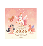 メルヘン 2026年 あけおめ 馬 年賀状（個別スタンプ：23）