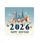 メルヘン 2026年 あけおめ 馬 年賀状（個別スタンプ：25）