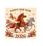 メルヘン 2026年 あけおめ 馬 年賀状（個別スタンプ：28）