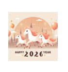 メルヘン 2026年 あけおめ 馬 年賀状（個別スタンプ：31）