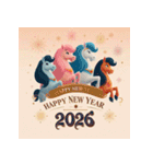 メルヘン 2026年 あけおめ 馬 年賀状（個別スタンプ：33）