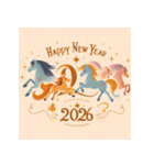 メルヘン 2026年 あけおめ 馬 年賀状（個別スタンプ：34）