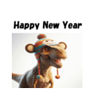 十二支全部 あけおめ ティラノサウルス（個別スタンプ：30）