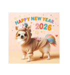 チワワ 2026年 あけおめ 馬 年賀状（個別スタンプ：1）
