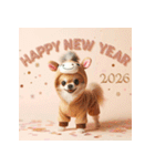 チワワ 2026年 あけおめ 馬 年賀状（個別スタンプ：4）