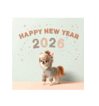 チワワ 2026年 あけおめ 馬 年賀状（個別スタンプ：5）