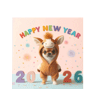 チワワ 2026年 あけおめ 馬 年賀状（個別スタンプ：7）