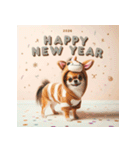 チワワ 2026年 あけおめ 馬 年賀状（個別スタンプ：12）