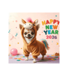 チワワ 2026年 あけおめ 馬 年賀状（個別スタンプ：15）