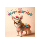 チワワ 2026年 あけおめ 馬 年賀状（個別スタンプ：16）