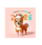 チワワ 2026年 あけおめ 馬 年賀状（個別スタンプ：19）