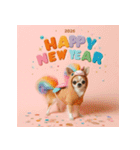 チワワ 2026年 あけおめ 馬 年賀状（個別スタンプ：22）