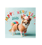 チワワ 2026年 あけおめ 馬 年賀状（個別スタンプ：25）