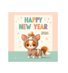 チワワ 2026年 あけおめ 馬 年賀状（個別スタンプ：26）