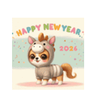 チワワ 2026年 あけおめ 馬 年賀状（個別スタンプ：34）