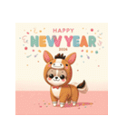 チワワ 2026年 あけおめ 馬 年賀状（個別スタンプ：38）