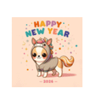 チワワ 2026年 あけおめ 馬 年賀状（個別スタンプ：39）