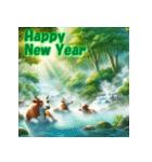 十二支全部 あけおめ 年賀状 温泉（個別スタンプ：4）