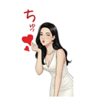 美女スタンプ 年末年始と通常挨拶（個別スタンプ：1）