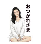 美女スタンプ 年末年始と通常挨拶（個別スタンプ：20）