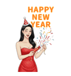 美女スタンプ 年末年始と通常挨拶（個別スタンプ：34）