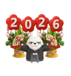 デカ動く 擦れうさぎ年末年始2026（個別スタンプ：2）