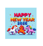 ピクセルアート 2026年 あけおめ 馬 年賀状（個別スタンプ：4）