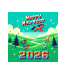 ピクセルアート 2026年 あけおめ 馬 年賀状（個別スタンプ：5）