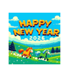 ピクセルアート 2026年 あけおめ 馬 年賀状（個別スタンプ：6）