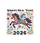 ピクセルアート 2026年 あけおめ 馬 年賀状（個別スタンプ：14）