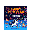 ピクセルアート 2026年 あけおめ 馬 年賀状（個別スタンプ：20）